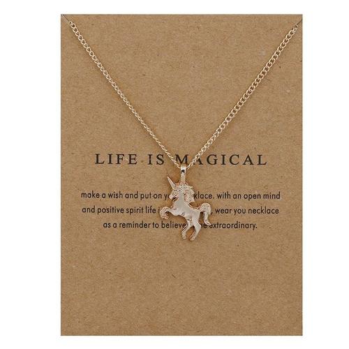 Collier Avec Pendentif Animal, La Vie Simple Est Magique, Cheval, Chaînes De Clavicule, Ras Du Cou, Pour Femmes Et Filles, Cadeau De Saint Valentin, Bijoux