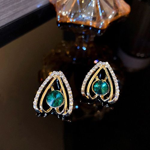 Boucles D'oreilles En Strass Acryliques Verts, Goutte D'eau Dorée Pour Dames, Élégantes, Rétro, À La Mode, Tendance, Bijoux Quotidiens Pour Filles, 2021