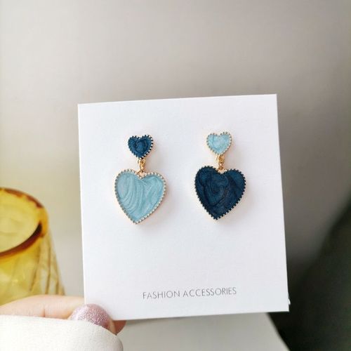 Boucles D'oreilles En Forme De C¿Ur Pour Femmes, En Résine Blanche, Strass, Longues, Suspendues, Bijoux Coréens, Cadeaux D'amour, Nouvelle Collection 2021