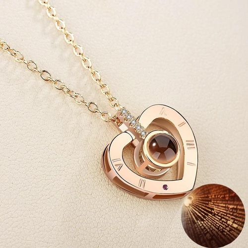 Collier Romantique À Mémoire D'amour De Mariage, Couleur Or Rose Et Argent, Pendentif De Projection I Love You En 100 Langues, 2021
