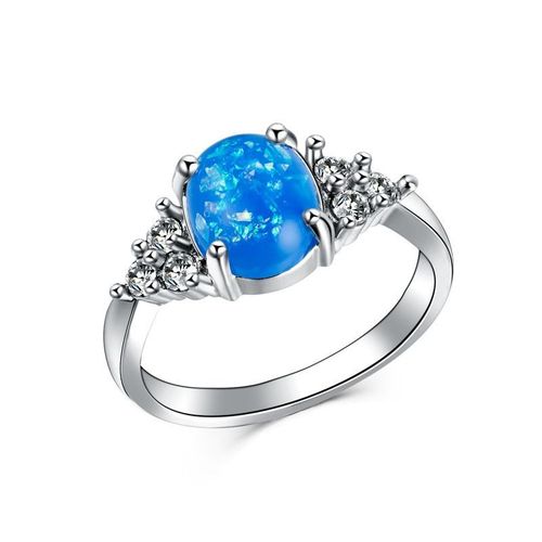 Bagues En Opale De Couleur Or Blanc Pour Femmes, Bijoux De Luxe En Pierre Cz