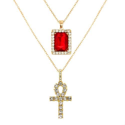 Colliers Multicouches Pour Femmes, Couleur Or, Punk, Pendentif Croix En Cristal, Tendance, Carré, Strass, Ras Du Cou, Bijoux Cadeau