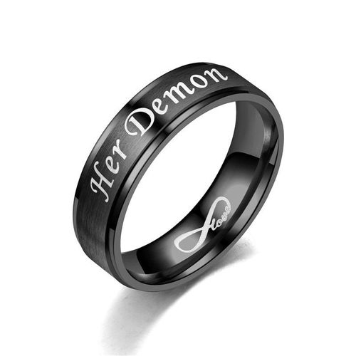 Bague De Mariage En Acier Inoxydable, Couleur Noir Et Or Rose, Son Démon, Son Ange, Pour Homme Et Femme