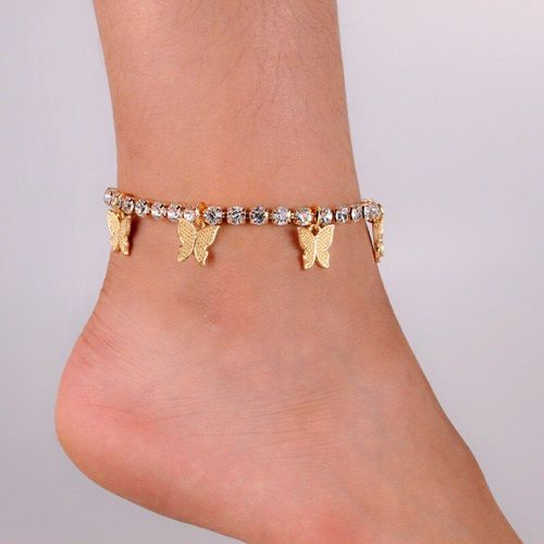 Bracelet De Cheville En Strass Pour Femmes, Chaîne De Pied, Bijoux Pour La Plage D'été, Cadeaux Pour Pieds Nus D'animaux
