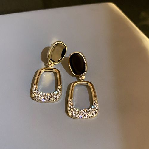 Boucles D'oreilles Rétro Coréennes Pour Femmes, Pendentif Géométrique En Métal Noir Or, Accessoires Bijoux Féminins De Personnalité, 2021