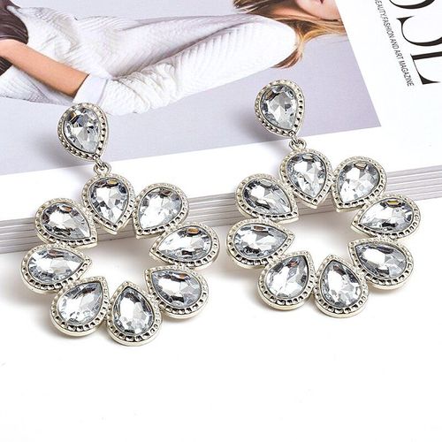 Boucles D'oreilles À Strass Colorés En Forme De Fleur, Accessoires De Bijoux Pour Femmes, Cristaux Clairs De Haute Qualité, Nouvelle Mode