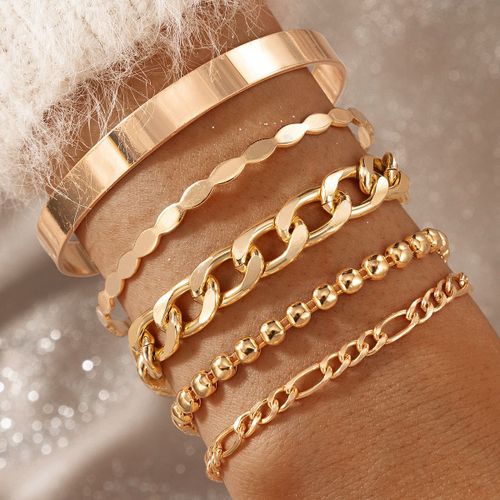 Bracelets En Métal Doré Pour Femmes Et Hommes, Chaînes Cubains Superposées, Style Hip Hop, Pièces/Ensemble