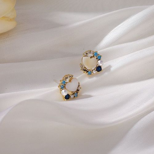 Boucles D'oreilles Rondes En Acrylique Pour Femmes, Rétro, Cristal Bleu Simple, Amour, Coquillage, Perle, Tendance, Bijoux Fantaisie, Nouvelle Collection 2021