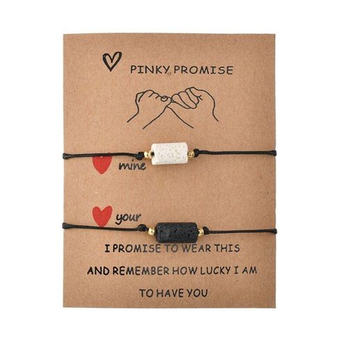 Bracelet En Pierre Naturelle 2 Amoureux, Perle Noire Réglable, Cadeau Pour Couple, Bijoux De Mariage Pour Hommes