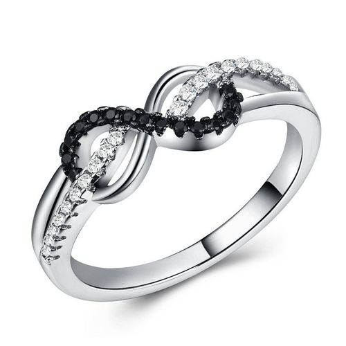 Bagues En Cristal Pour Femmes, Nouveau Design, Couleur Noir Et Argent, Bijoux De Déclaration Infinity, Offre Spéciale