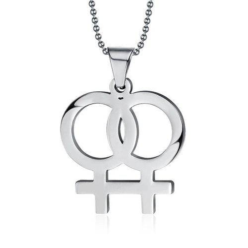 Collier En Acier Inoxydable Pour Femmes, Pendentif De Couleur Or Rose, Symbole De Lesbiennes, Bijoux Lgbt