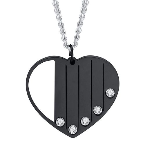 Collier Avec Pendentif En Forme De C¿Ur Pour Femme, En Acier Inoxydable, Couleur Noir, Or, Argent, Cadeau De Saint Valentin, Nouvelle Collection 2021