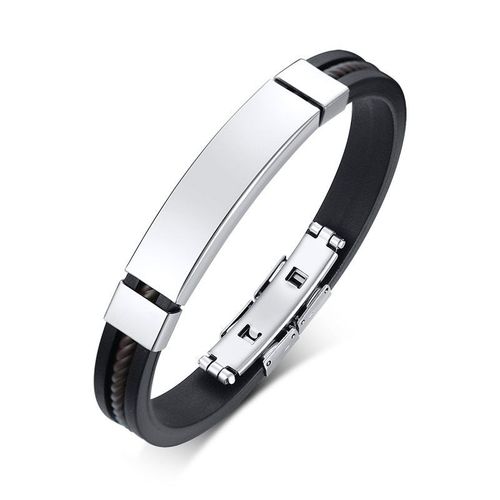 Bracelet En Acier Inoxydable Et Silicone Pour Hommes, Couleur Argent, Noir, Style Punk, Nouveau Design, 2021