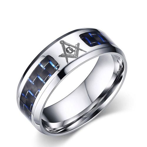 Bague De Mariage En Acier Inoxydable Pour Homme, Alliance Avec Incrustation En Fiber De Carbone, Bleu Froid