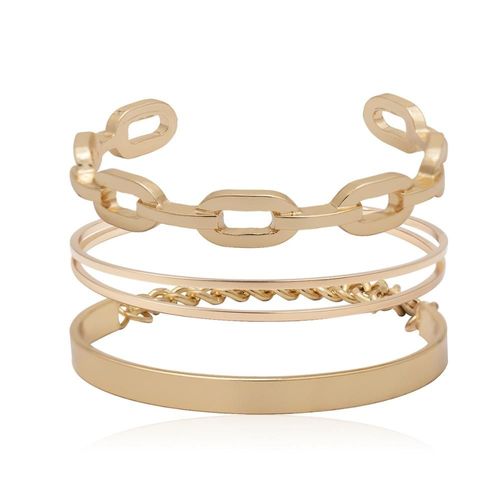 Bracelets Punk En Métal Doré Pour Hommes, Manchette Géométrique, Chaîne Épaisse, Bijoux Hip Hop À La Mode