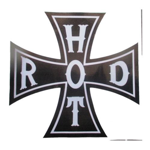Sticker Croix De Malte Hot Rod 13x13 Cm Autocollant Fin Maltese Cross