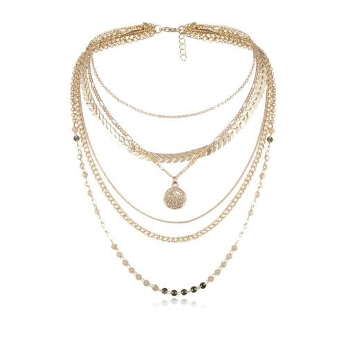 Kmvexo Colliers Avec Pendentifs À Paillettes Pour Femmes, Pièce De Monnaie, Couleur Or/Argent, Multicouches, Chaîne En Os, Ras Du Cou, Punk, Bijoux À La Mode