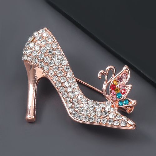 Broche Papillon En Métal Et Strass Pour Femme, Accessoire De Mode, À Talons Hauts, Populaire, Créatif, Bijoux De Banquet