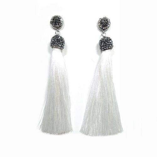 Boucles D'oreilles Longues À Pampilles, Faites À La Main, 12 Couleurs, Bohème, Noir, Rouge, Rose, Blanc, Bleu, Cristal De Soie, Goutte, Pour Femmes