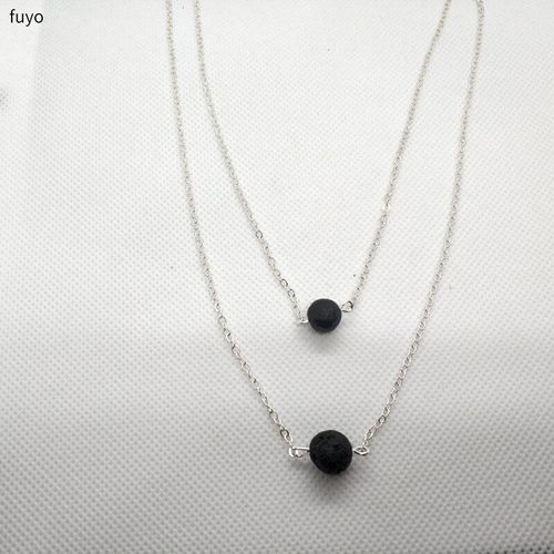 Collier En Pierre De Lave Noire Pour Femmes, Pendentif Vintage, Chaîne Multicouche, Diffuseur D'huile Essentielle, Perles De Roche, Nouvelle Collection