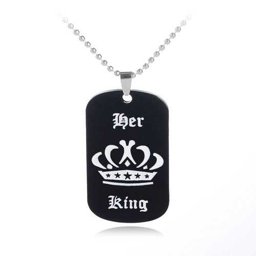 Colliers Et Pendentifs De Couple En Titane Noir, Son Roi Et Sa Reine, En Acier Inoxydable, Cadeaux Pour Amoureux