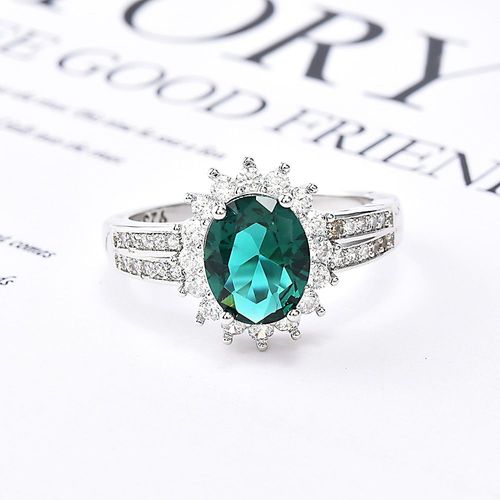 Classique Ovale Vert Cristal Anneaux De Mariage Strass Anneau Pour Les Femmes Mariée Cadeau De Noël Pour Les Femmes Bijoux Bague De Fiançailles
