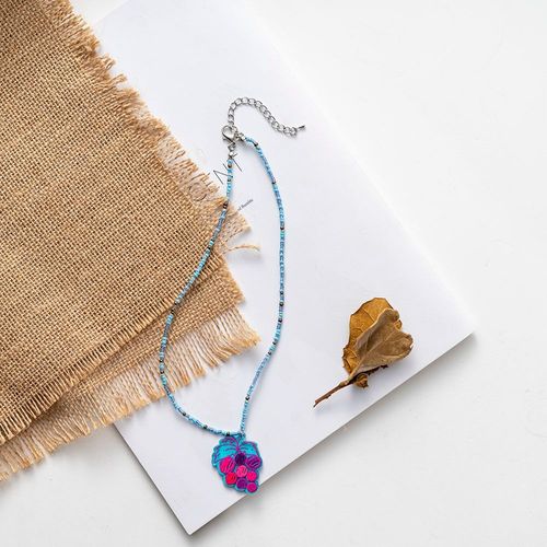Collier D'été Mignon Avec Pendentif En Forme De C¿Ur, Fleur, Fruit, Amour, Perles Colorées En Acrylique, Perle De Riz, Bijoux Bohème Pour Filles