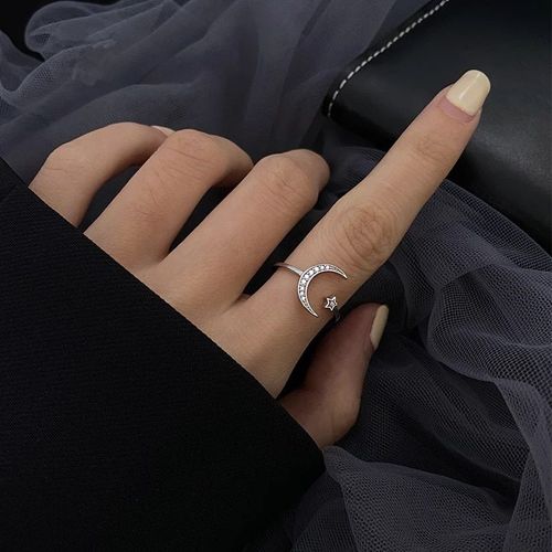 Bague Étoile Et Lune En Argent Sterling 925 Pour Femmes, Bijoux De Fête Romantiques Faits À La Main, Jz476