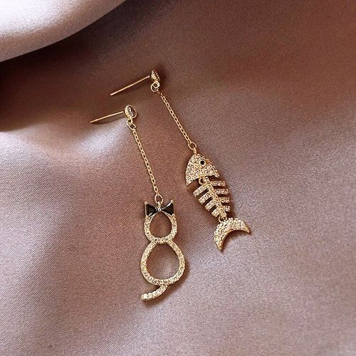 Boucles D'oreilles Tendance En Métal Simple, Nouvelle Version Coréenne 2020, Boucles D'oreilles Longues En Os De Poisson De Chat Exquis