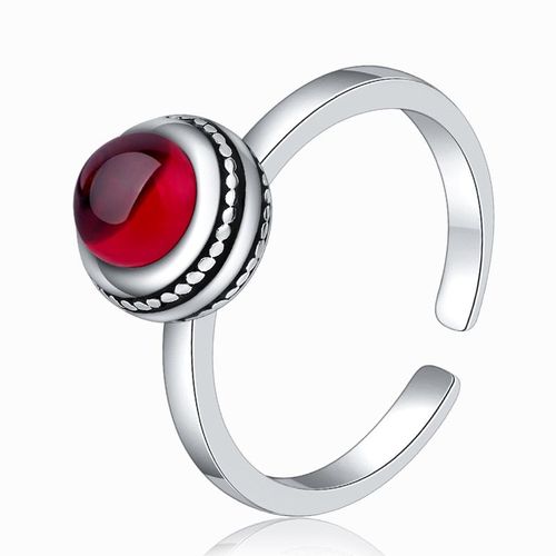 Bague Vintage En Argent Sterling 925 Pour Femmes, Anneau En Cristal Rouge, Ajustable, Cadeau D'anniversaire, Jz332