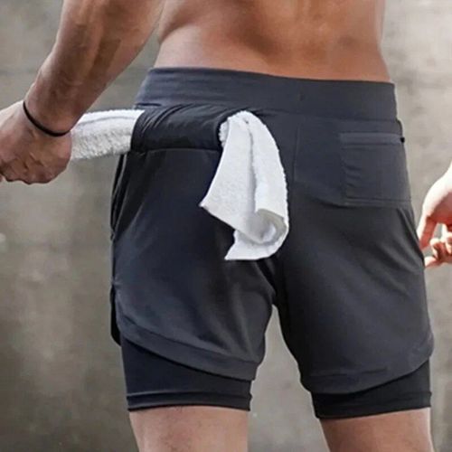 Short De Sport 2 En 1 À Séchage Rapide Pour Homme,Motif Camouflage,À Double Couche,Pour La Course,Le Jogging,Le Fitness Et L'entraînement