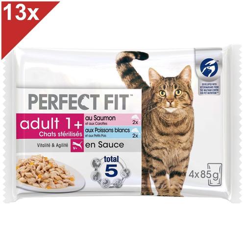 Perfect Fit 52 Sachets Fraîcheur Sauce Poissons Chat Adulte Stérilisé 85g(13x4)