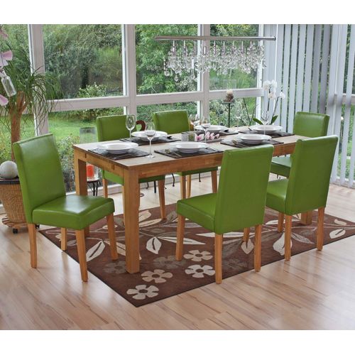 Lot De 6 Chaises De Séjour Littau   Simili-Cuir, Vert, Pieds Clairs