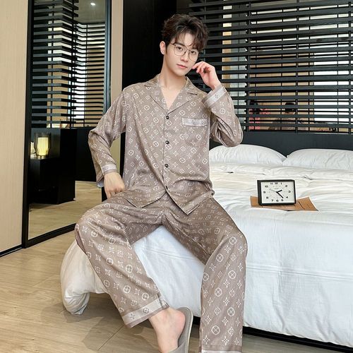 Crucii-Pyjama À Manches Longues Pour Hommes Et Femmes,Vêtements Décontractés Fins,Vêtements De Maison De Style Haut,Printemps Et Automne