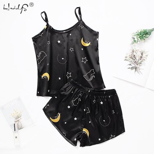 Ensemble Pyjama En Satin De Soie Et Dentelle Pour Femme,Lingerie Deux Pièces,Gilet Et Short
