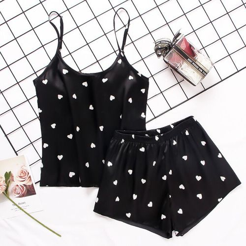 Ensemble Pyjama En Satin De Soie Et Dentelle Pour Femme,Lingerie Deux Pièces,Gilet Et Short