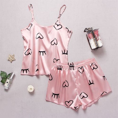 Ensemble Pyjama En Satin De Soie Et Dentelle Pour Femme,Lingerie Deux Pièces,Gilet Et Short