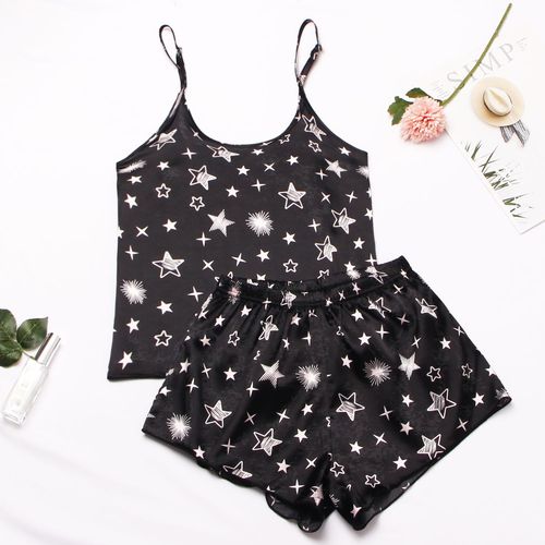 Ensemble Pyjama En Satin De Soie Et Dentelle Pour Femme,Lingerie Deux Pièces,Gilet Et Short