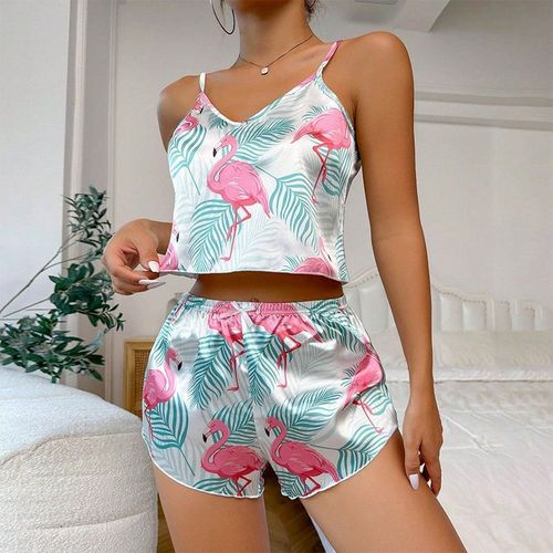 Ensemble Pyjama En Satin De Soie Et Dentelle Pour Femme,Lingerie Deux Pièces,Gilet Et Short