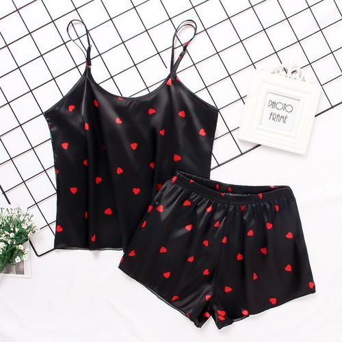 Ensemble Pyjama En Satin De Soie Et Dentelle Pour Femme,Lingerie Deux Pièces,Gilet Et Short