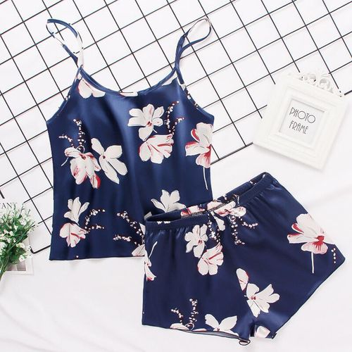 Ensemble Pyjama En Satin De Soie Et Dentelle Pour Femme,Lingerie Deux Pièces,Gilet Et Short