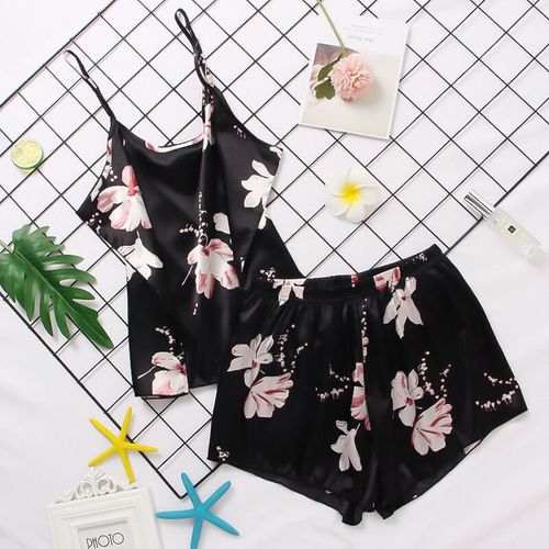 Ensemble Pyjama En Satin De Soie Et Dentelle Pour Femme,Lingerie Deux Pièces,Gilet Et Short