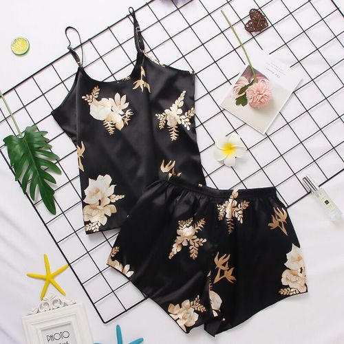 Ensemble Pyjama En Satin De Soie Et Dentelle Pour Femme,Lingerie Deux Pièces,Gilet Et Short