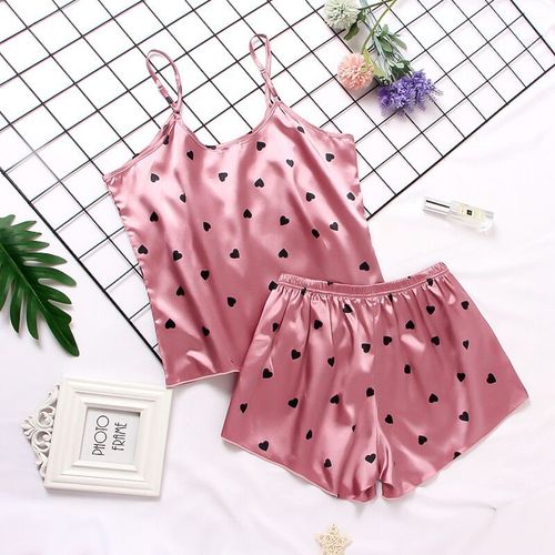 Ensemble Pyjama En Satin De Soie Et Dentelle Pour Femme,Lingerie Deux Pièces,Gilet Et Short
