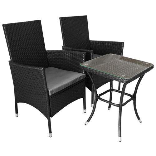 Jardí Set Bistro Rotin Noir