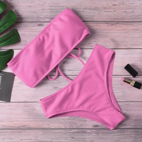 Bikini Taille Haute Sans Bretelles Pour Femme,Maillot De Bain Sexy,Rembourré,Monokin,Pur,2022