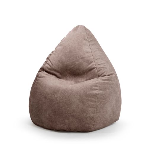 Pouf Poire Aspect Cuir Vielli Taupe 80x130