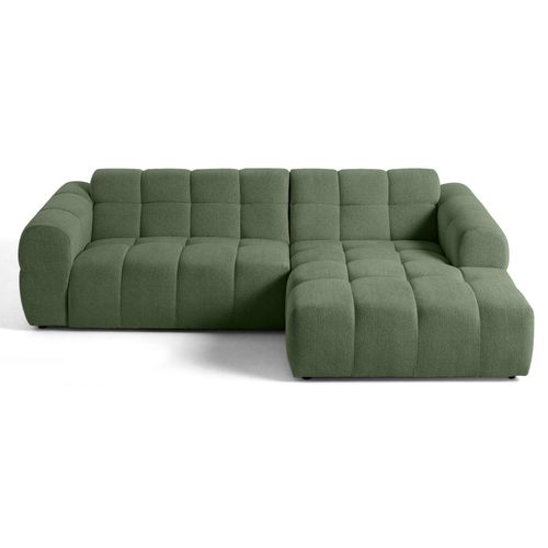 Canapé D'angle Droit 4 Places En Tissu Texturé Vert