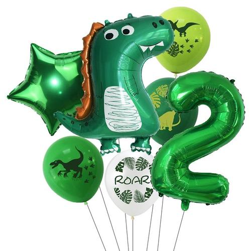 G2 - Ballon dinosaure, 32 pouces, 7 pièces/ensemble, Dragon, vert, or, Dino Globos, décoration de fête prénatale, anniversaire