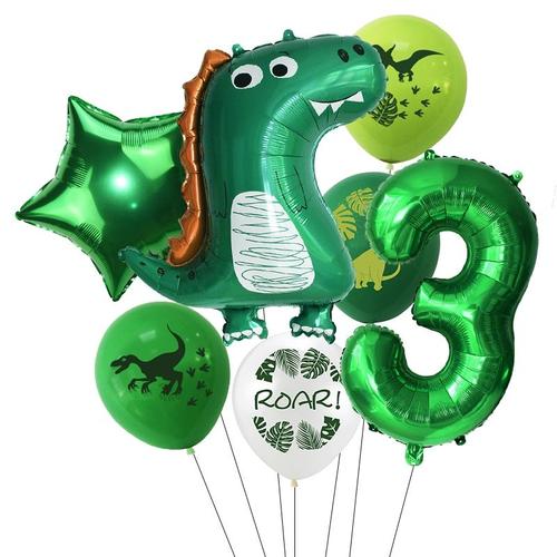 G3 - Ballon dinosaure, 32 pouces, 7 pièces/ensemble, Dragon, vert, or, Dino Globos, décoration de fête prénatale, anniversaire